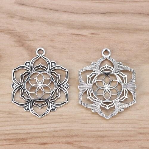 10pcs Tibetan Silver Large Flower of Life Charms Pendants for Jewellery Making