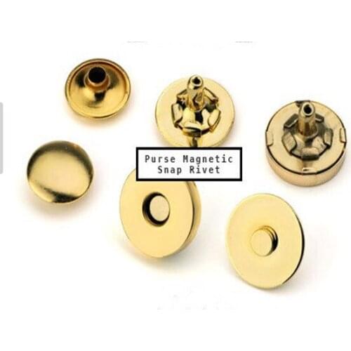 100 SETS 18MM Gold Duble RIVET Magnetic Purse snaps Closures Buttons
