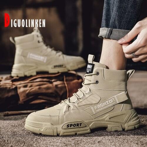 2021 Winter Military Boots Outdoor Hiking Boots for Men Fashion High Top Casual Shoes Artificial Leather for Leisure Army Boot