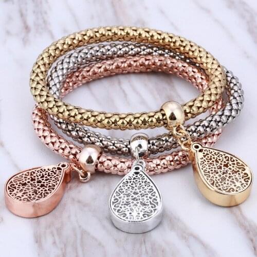 3PCS Set Crystal Bracelets & Bangles 2018 Gold Wrap Charm Bracelets Femme for Women Men Fashion Jewelry Multilayer Bijoux