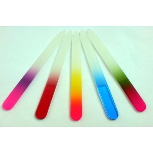 Free shipping 5pcs/lot mix colors Glass Nail Files Durable Crystal File Case 5-1/2"