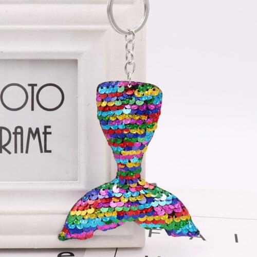 Mermaid Tail Keychain Sequins Keyring Decorative Pendants for Women Bags Car Key Phone Accessories Wedding Party Mom Gifts