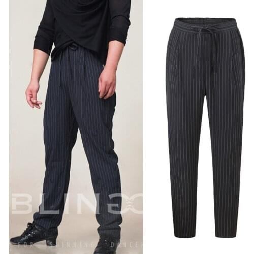 New Stripe Latin Dance Pants For Men Latina Ballroom Practice Wear Stage Costume Black Tango Dance Outfits Tap Dance Wear JL1727
