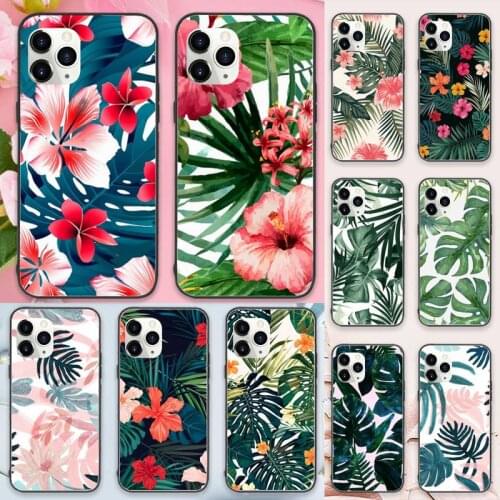 Summer Palm Leaf Flowers Phone Cases for iPhone 11 12 pro XS MAX 8 7 6 6S Plus X 5S SE 2020 XR Luxury brand shell funda coque