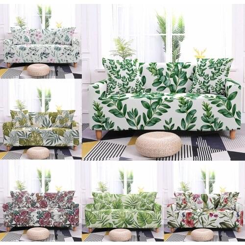 Tropical Leaves Slipcover Couch Cover with Seat Cushion Stretch Furniture Protector for Armchair in Living Room for Kids Pets