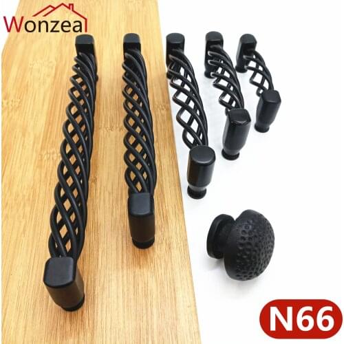 Black Birdcage Style Furniture Handle drawer pulls for Wardrobe dresser closet Cabinet door pullls Hole CC 96/128/160/192mm
