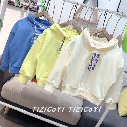 Childrens Clothing 2-8 Y Baby Boys Hoodies 2021 Spring New Kids Casual Loose Sweatshirts Fashion Letter Hooded Boys Pullovers