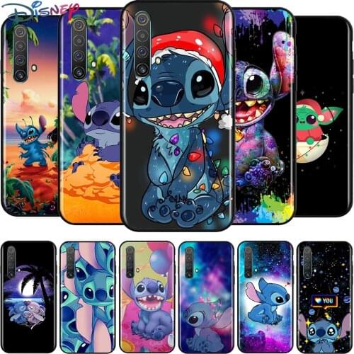 Disney Cartoon Stitch for Realme Narzo 20 10 7 6 6i 6S 5 5i 5S 3 3i 2 Pro Black TPU Soft Phone Case