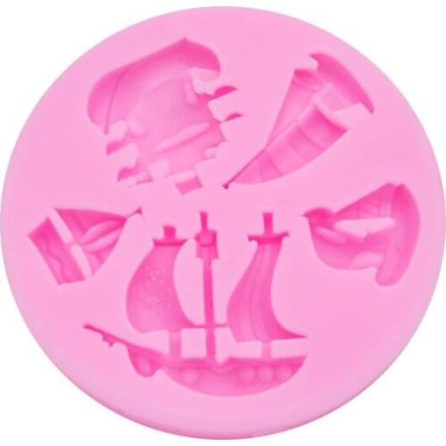 Pirate ship turning sugar silicone mold chocolate cake mold 15-764