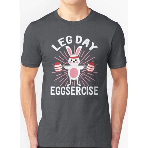 Easter Bunny Leg Day Exercise Pun Egg Hunt Work Out New Hip Hop T-Shirt 100% Cotton Tshirts T Shirts Men Tee Tops Easter Egg