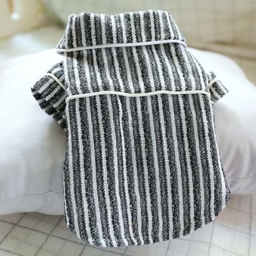 Pet Simple Fashionable Dog Striped Cotton Linen Pajamas Soft Comfortable Durable Casual Style Exquisite Dog Clothes