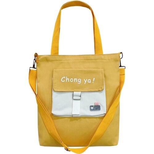 Canvas Book Student Shoulder Bags New 2021 Summer Adult Large Capacity Letter Print Travel Laptop Teenage Messenger Bag
