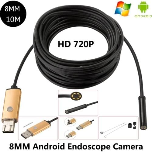 JCWHCAM 8MM Lens Android USB Endoscope 2M/5M/10M 6 LEDs Inspection OTG Borescope Endoscop Waterproof Mini Camera For Android PC