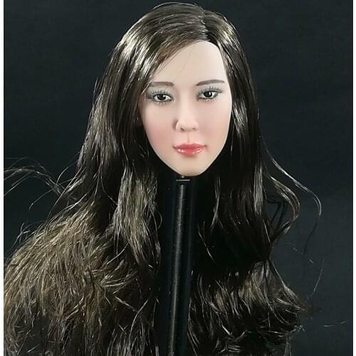 Collectible 1/6 Scale Female Head Sculpt Heavy makeup Long Hair Model for 12inches Action Figure Body Accessory