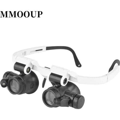 LED Magnifier Glasses for Small Jobs Loupe Lens Jeweler Watch Repairing Measurement Top-Mounted Dental Binoculars Led Magnifier