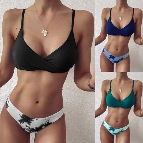 Richkeda Store New 2021 Sexy Black Swimwear Women Bikinis Mujer Woman Swimsuit Brazilian Tie Dye Bikini Set Female Bathing