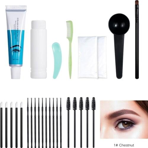 Eyelashes Eyebrow Beard Mustache Hair Dye Paste Tint Kit Professional Permanent Mascara Color Brow & Lashes Dye Comb Brush Set