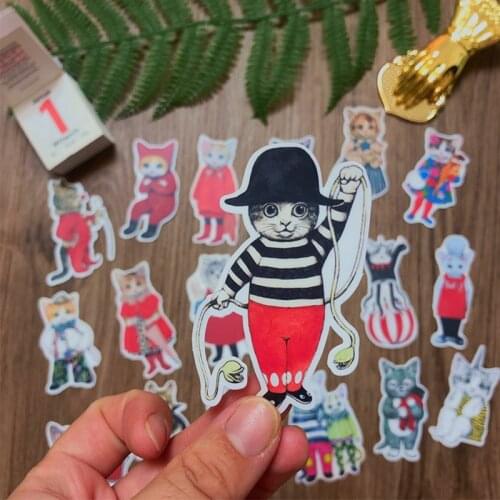 18pcs / bag Vintage cat DIY scrapbooking phone week journal album diary happy planner decorative stickers