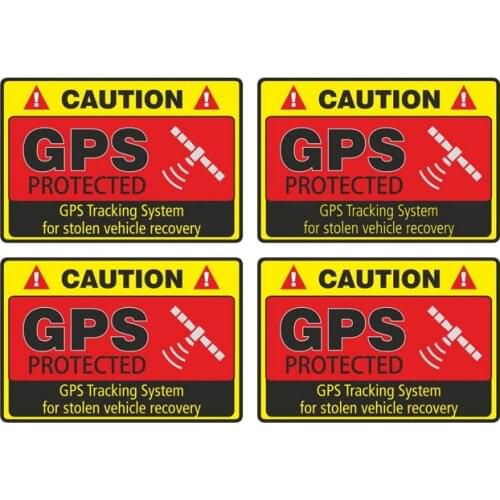 4X Warning Car Sticker Caution GPS Tracking System Protected Decal PVC Sunscreen Waterproof 7CM*5CM