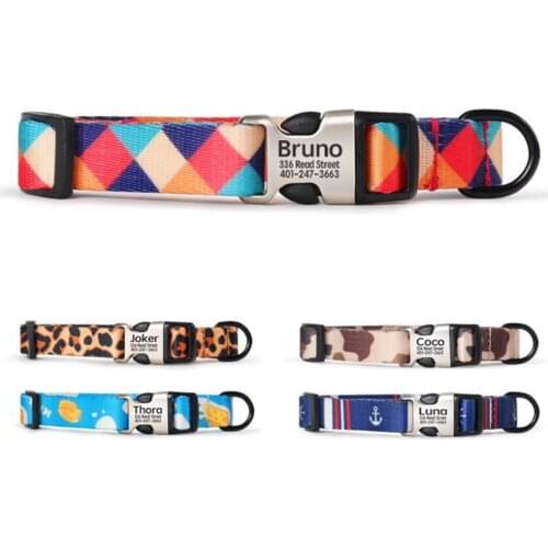 24pcs/lot Personalized Custom Carved Pet Collar Lettering Metal Buckle Dog Nameplate Dog Collar Neck Collar