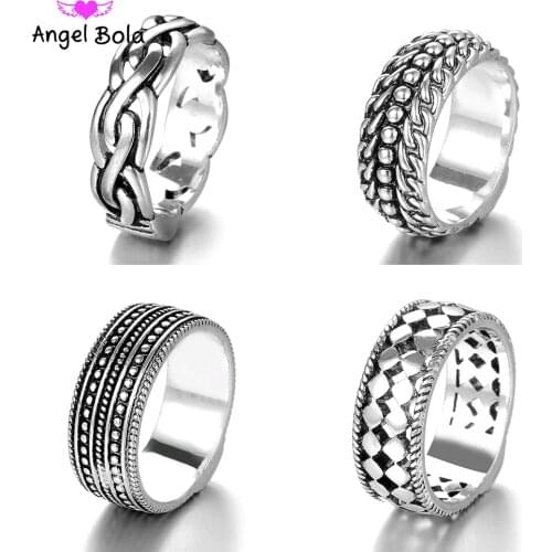 Punk New Arrival Antique Silver Color Signet Buddha Ring Men Carved Vintage Ring Male Jewelry Cool Unique Gifts Drop Shipping