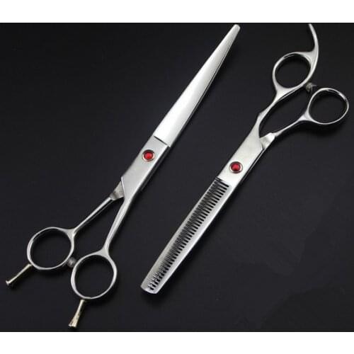 Professional Animal Pet 7.0 inch 440c Hairdressing Scissors shears kit Barber Cutting Thinning set hair scissors Free Shipping
