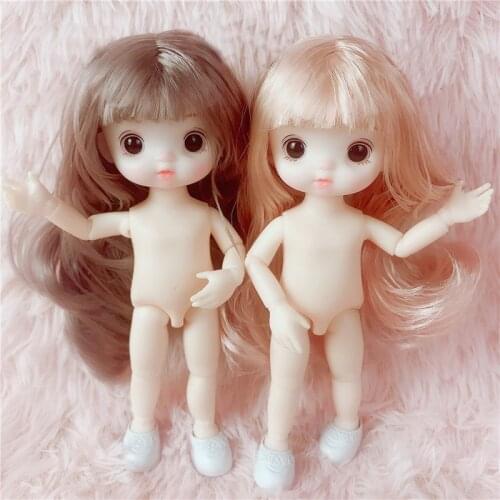 16cm BJD Doll 13 Movable Jointed Dolls Cute Multiple Color Hairstyles Doll for Girls Toys Female Nude Body Fashion Gift