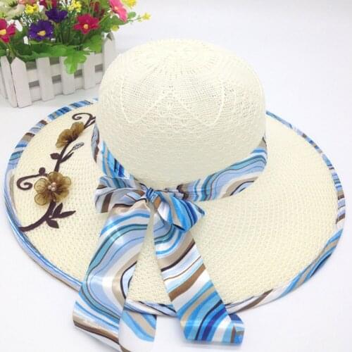 Fashion Summer Hats for Women Sun Hat Beach Ladies Fashion Flat Classic Printed Foldable Lady Casual Sun Hat for Women Straw Hat