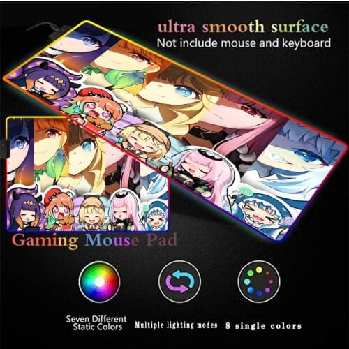 Cute Cartoon Anime Large LED RGB Gaming Glow Mouse Pad 2M USB Data Cable Mousepad Gamer Computer Keyboard Pad Mat for CSGO