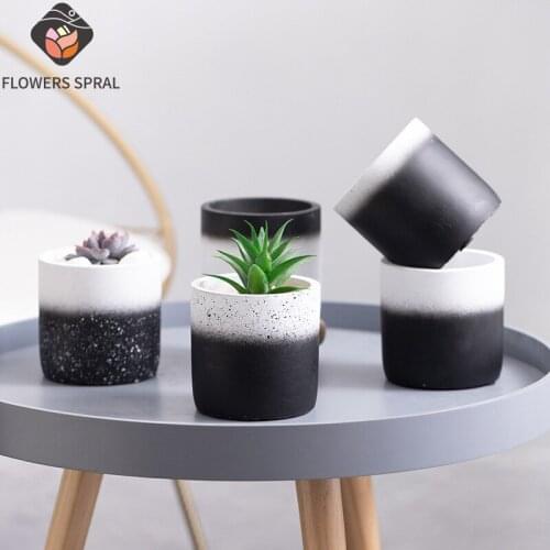 Nordic Home Decoration Potted Gradient Color Planting Potted Succulents Flower Pots Green Plants Round Hydroponic Flower Pots