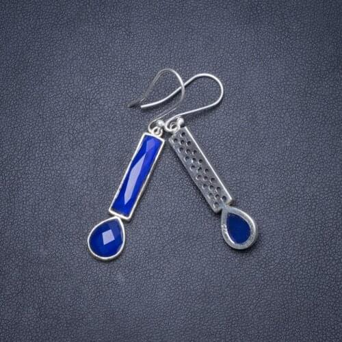 Natural Iolite Handmade Unique 925 Sterling Silver Earrings 2" Y1872