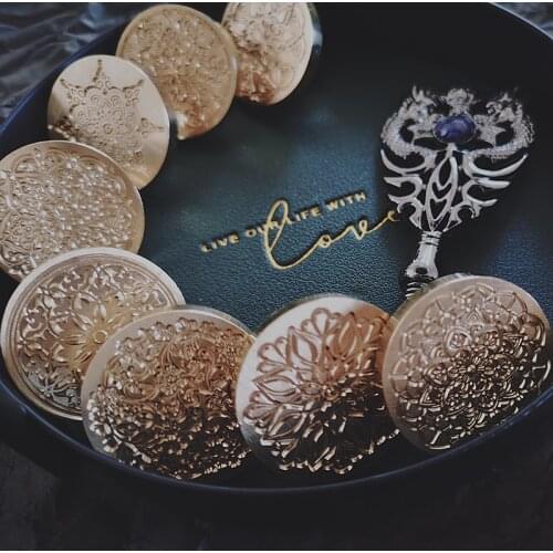 European Retro Sealing Wax Stamp Round Tile Pattern Fire Lacquer Seal Envelope Seal DIY Accessories Christmas Decoration Gifts