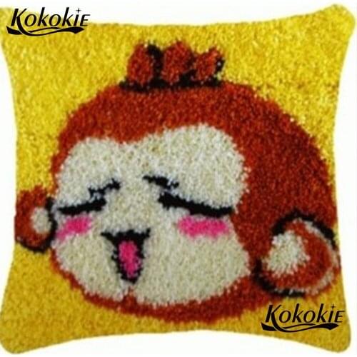 Latch hook rug pillow kits cross stitch patterns Cushion embroidery yarn handicraft Crocheting Rug yarn monkey 3d diy rug carpet