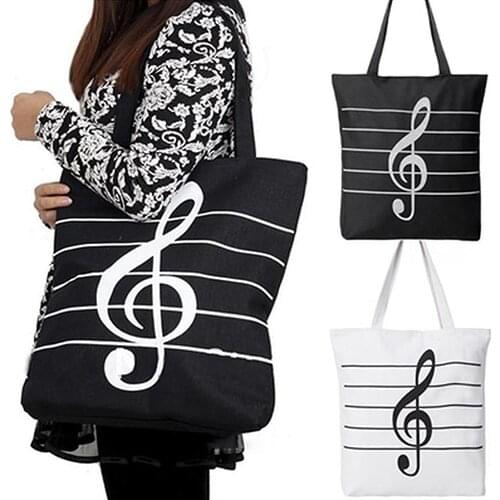 Women Shoulder Bag Canvas Handbag Totes Shopper Fashion Travel Musical Bags Reusable Grocery Shopper Bags