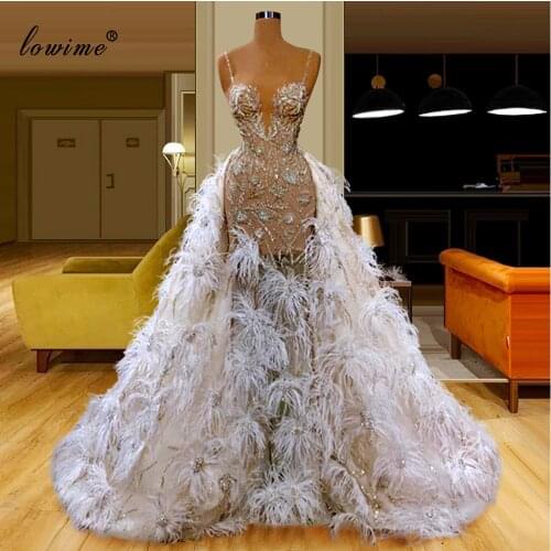 Two Pieces Handmade Celebrity Dresses 2020 Luxury Mermaid Transparent Evening Dresses Long Spaghetti Sexy Prom Party Dresses
