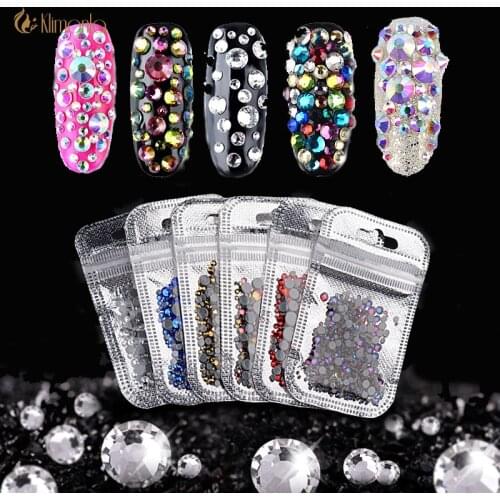 1 Bag Crystal AB Rhinestones Mix Size Colorful 3D Nails Art Decorations Glass Diamond Drill Manicure Tools or Wedding Decoration