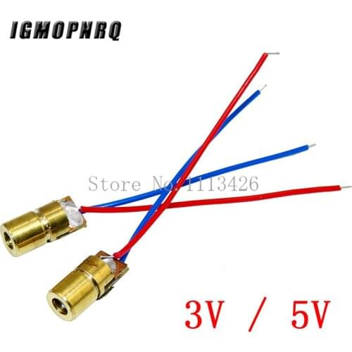 100pcs laser diode 650nm 6mm 5V 5mW Adjustable Laser Dot Diode Module Red Copper Head 3v