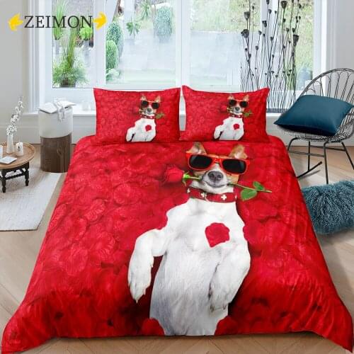 2/3Pcs Puppy Duvet Cover Cartoon Flowers 3D Bedding Sets Edredon Single Printed Luxury Children Kids Comforter cover Wholesale