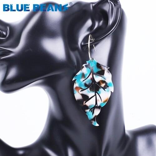 2020 Acrylic Leaf Earrings Fashion Jewelry Drop Earrings Women Green dangle Earrings Boho Wedding Party Kpop Earings summer blue