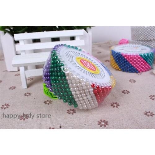 2400pcs STRAIGHT PINS ASSORTED COLOR SEWING FAUX PEARL ROUND HEAD CORSAGE DECORATIVE PINS