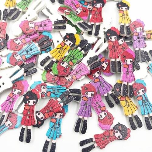 50pcs MixGirl Wooden Buttons Fit Sewing Scrapbooking decoration WB733