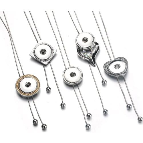 Snap Jewelry Pendant Necklace 18mm Snap necklaces Women Sweater Chain Snake Chain Charms Snap Button Jewelry Gift For Women 0041