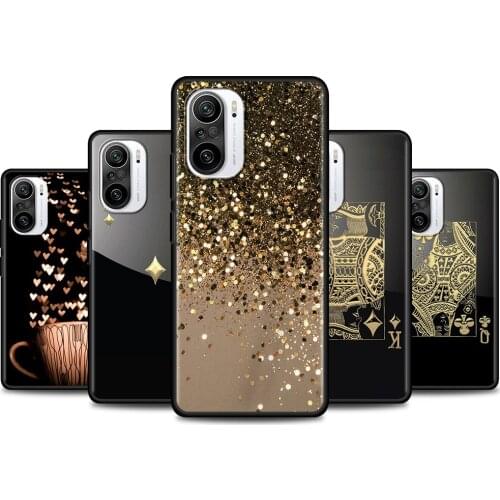Case For Redmi K40 K30 K20 Pro Plus 9 Prime Power 9T 9i 9C 9A 8 8A 7A Silicone Shell Black Cover Ace Of Diamonds In Gold Art