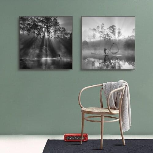 Black and White Canvas Painting Landscape Prints Forest Painting Abstract Wall Art Pictures for Living Room Cuadros Home Decor