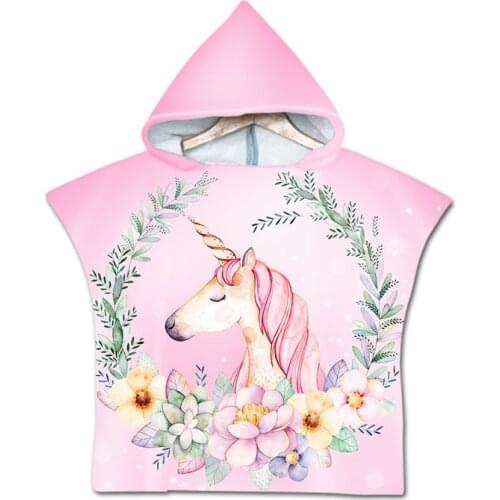 Unicorn Baby Hooded Bath Towel Unisex Soft Poncho Swim Pool Beach Wear Kids Boys Girls Bathrobe Cartoon Hoodie Towel