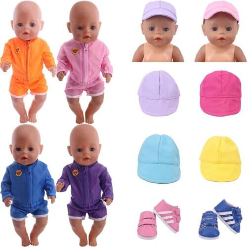 Fluorescent Sportswear Suit Doll Baseball Hat Shoes For 18 Inch American Doll Girls & 43 Cm New Born Baby Items,Our Generation