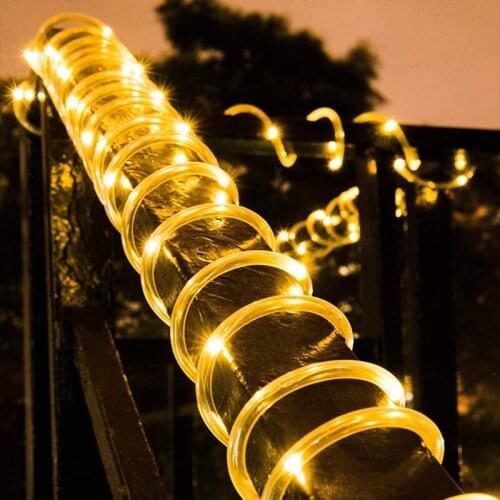 Solar Festoon Led String Lights 7.5M/12M Waterproof Outdoor Street Garland Solar Power Tube RGB Lamp Christmas Garden Decoration