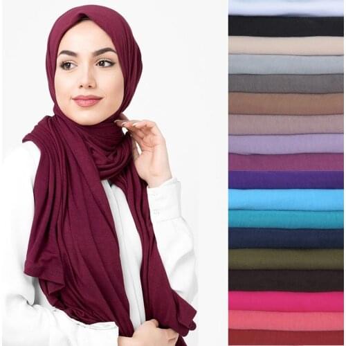 Premium Stretchy Jersey Maxi Hijab Scarf Long Shawl Muslim Head Wrap Plain Colors 80cm x 180cm