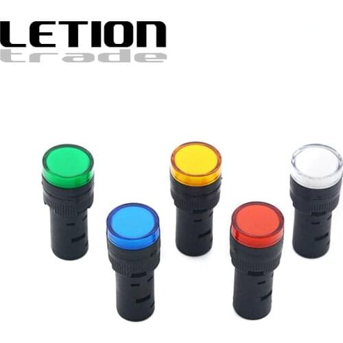 20PCS/box 12V 24V 220V 16mm Panel Mount LED Power Indicator Pilot Signal Light Lamp Red Blue White Green Yellow Free shipping