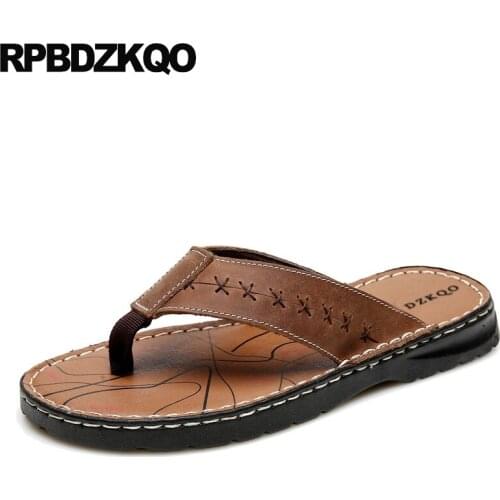 Brown shoes native slippers flip flop flat men sandals leather summer plus size slides beach water 14 waterproof fashion 13